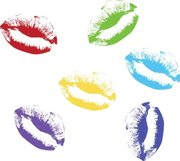 Set Van Kleur Lippen Met Verschillende Kleuren — Stockvector