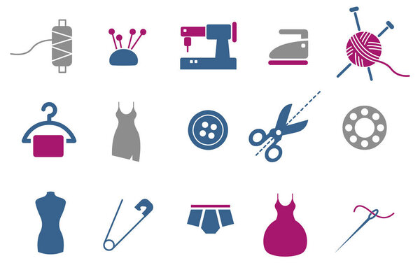 set of sewing icons, vector 