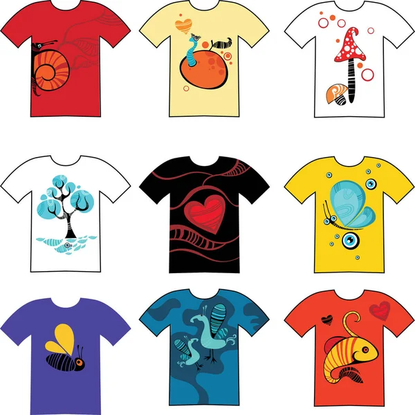 Conjunto Ilustração Vetorial Colorido Camisas — Vetor de Stock