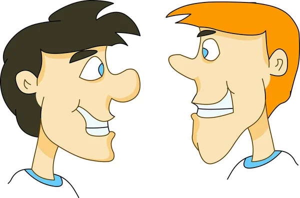 Zwei Männer Die Sich Anschauen Niedliche Zeichentrickillustration — Stockvektor