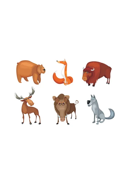 Sada Vektorových Ilustrací Zvířat — Stockový vektor