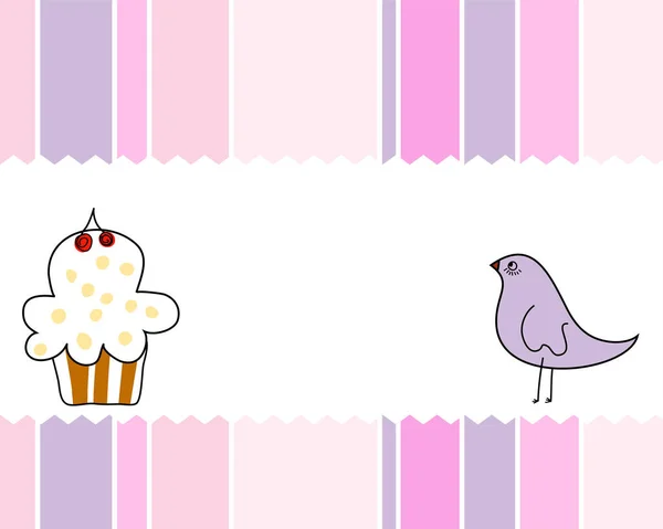 Motif Coloré Sans Couture Avec Oiseau Muffin — Image vectorielle