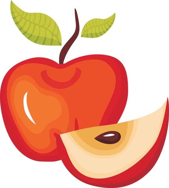 Apple Fruit Cartoon Vector Illustration Desain Grafis - Stok Vektor
