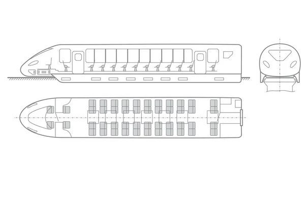 Sketsa Kereta Api Konsep Transportasi Vektor - Stok Vektor