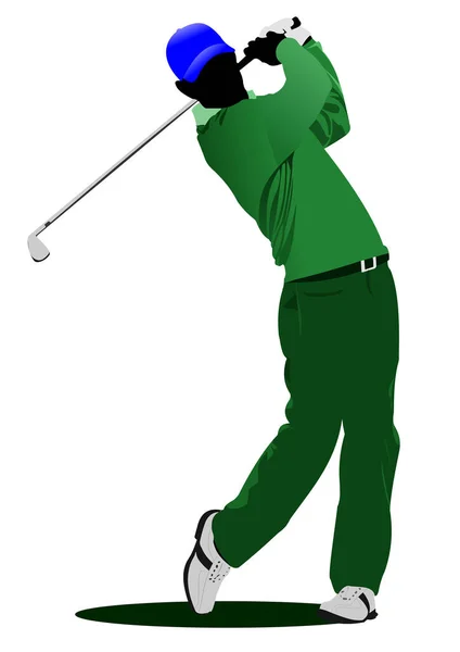 Mužský Golfista Hraje Golf Vektor Ilustrační Design — Stockový vektor