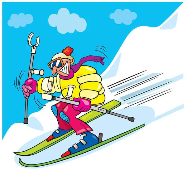Homem Desportivo Esqui Ilustração Vetorial — Vetor de Stock
