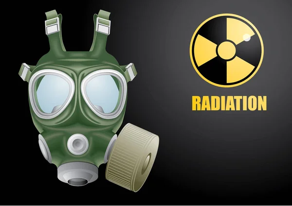 Darstellung Der Gasmaske Auf Grauem Hintergrund Strahlungssymbol — Stockvektor
