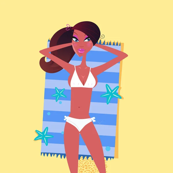 Woman Wearing Summer Swimwear Vector — Stock Vector