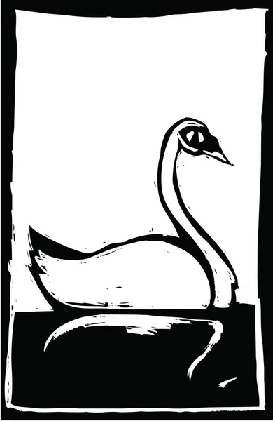 Ilustração Vetorial Cisne Preto Branco — Vetor de Stock