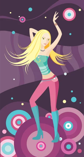 星の背景にあるダンスガール あなたの広告のためのベクターのイラスト — ストックベクタ