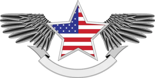 Americká Vlajka Orlími Křídly Ilustrace — Stockový vektor