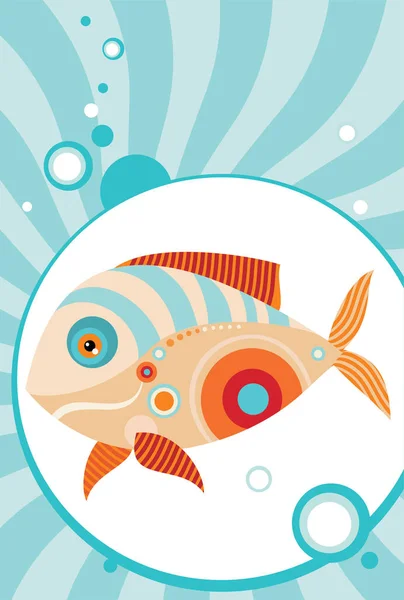 Illustration Eines Fisches Mit Blasen — Stockvektor
