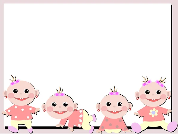 Set Von Niedlichen Cartoon Baby Mädchen — Stockvektor