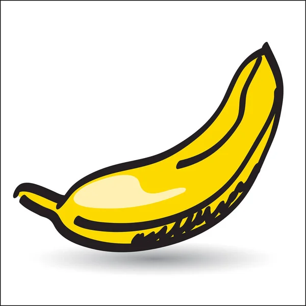 Vektor Cartoon Banane Auf Weißem Hintergrund — Stockvektor