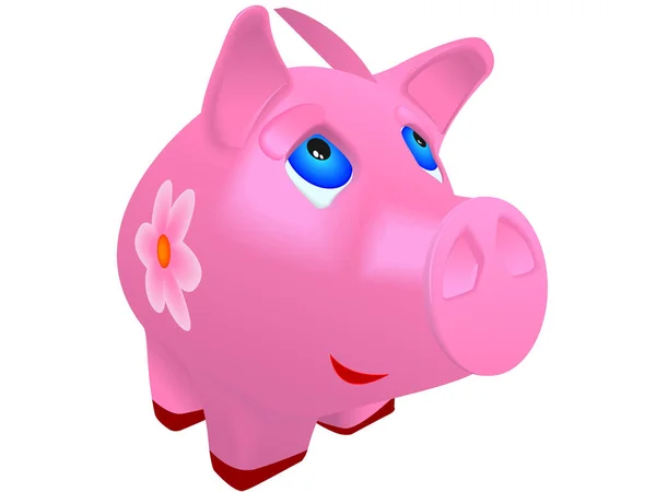 Porquinho Banco Desenho Animado Personagem —  Vetores de Stock