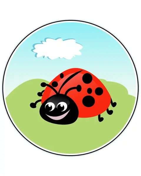 Roztomilý Kreslený Ladybug Vektor — Stockový vektor