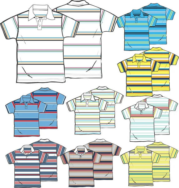 Conjunto Vetorial Camisa Pólo Camisas Camisas Pólo — Vetor de Stock