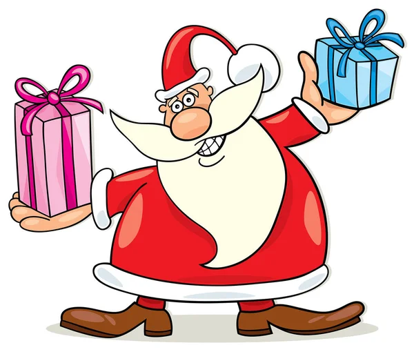 Cartoonfigur Weihnachtsmann Mit Geschenken — Stockvektor