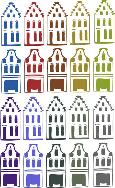 Building Icon Set White Color Icon Design Illustration Colored City — Stock Vector