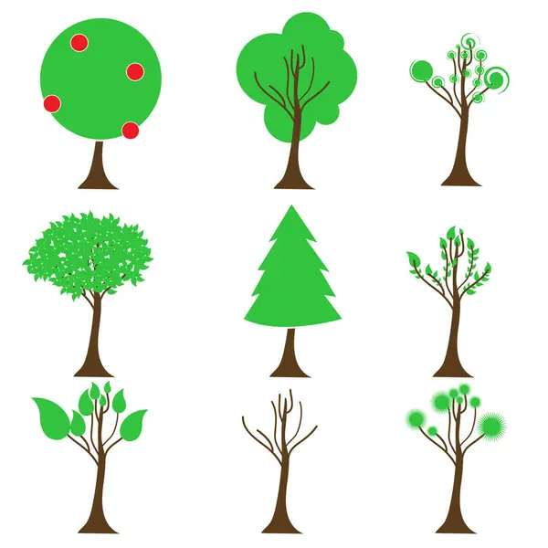 Trees Set Vector Illustration — Stock Vector