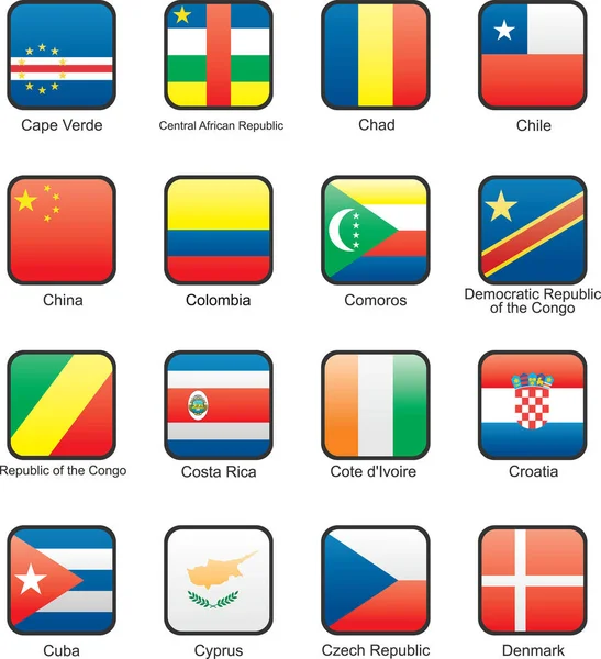 Bandeiras Mundo Ilustração Vetorial —  Vetores de Stock