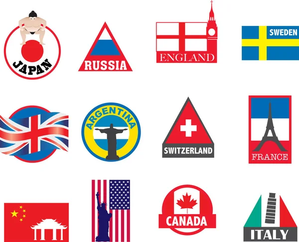 Emblemas Los Países — Archivo Imágenes Vectoriales