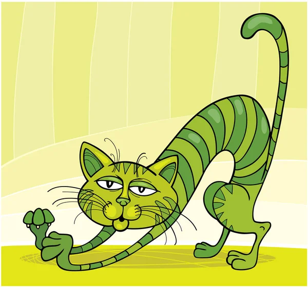 Zielony Kot Wektor Ilustracja — Wektor stockowy