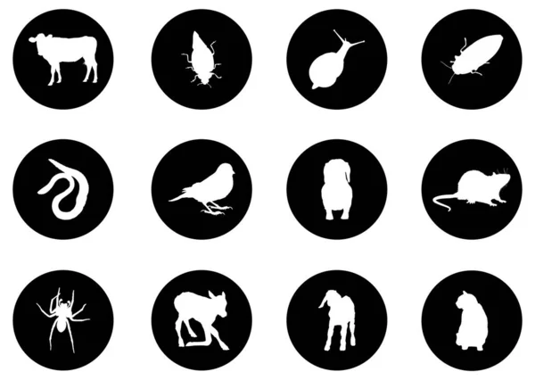動物のアイコンセットベクトルイラスト — ストックベクタ