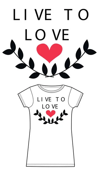 Amor Camiseta Diseño Vector Ilustración — Vector de stock