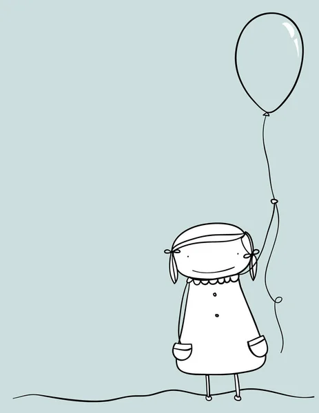 Cute Girl Balloon Vector Illustration — Stock Vector