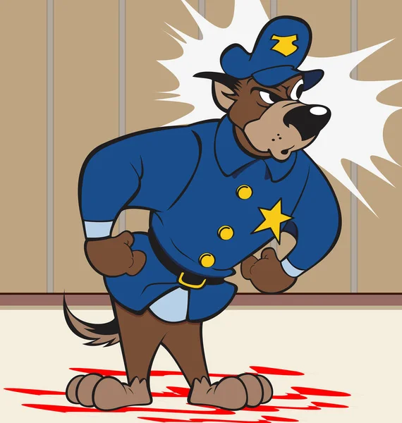 Politieagent Hond Karakter Web Illustratie — Stockvector