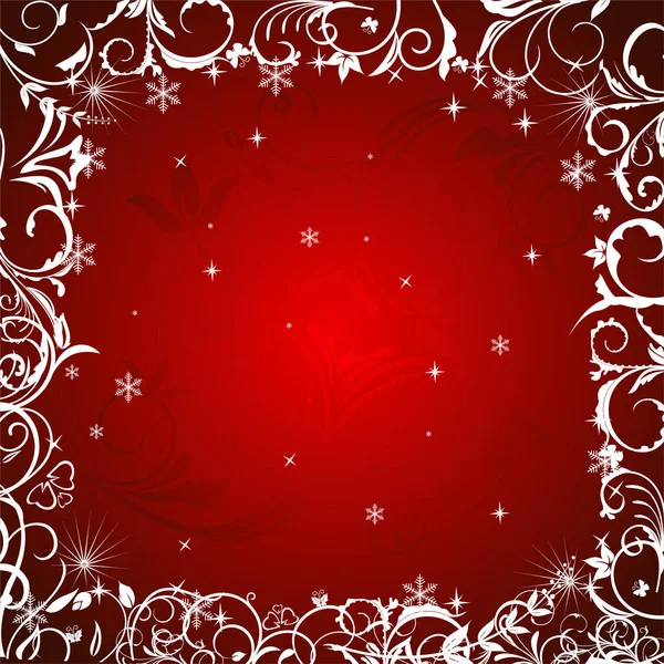 赤いクリスマスの背景と星 — ストックベクタ