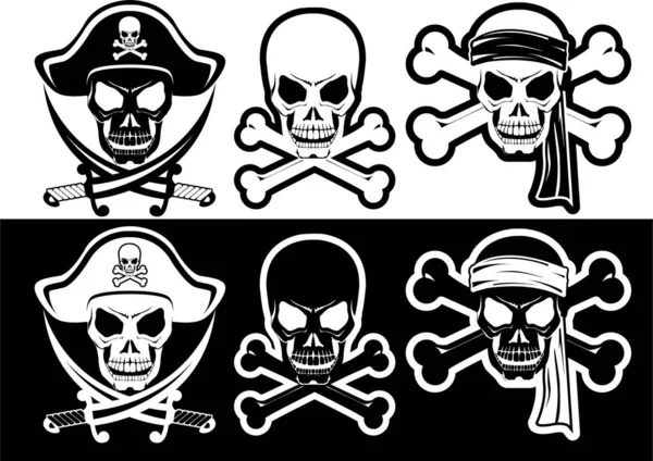 Pirate Skulls Crossbones Vector Illustration — Stock Vector