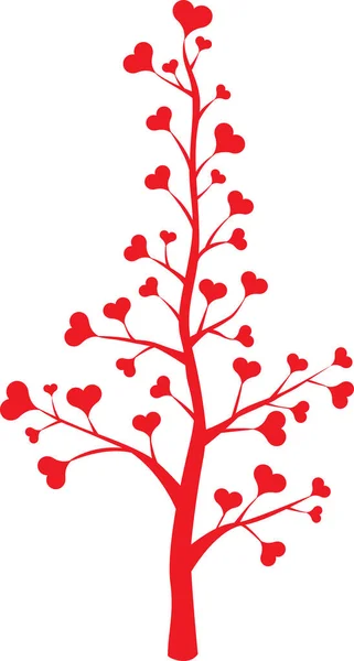 Baum Mit Roten Herzen — Stockvektor
