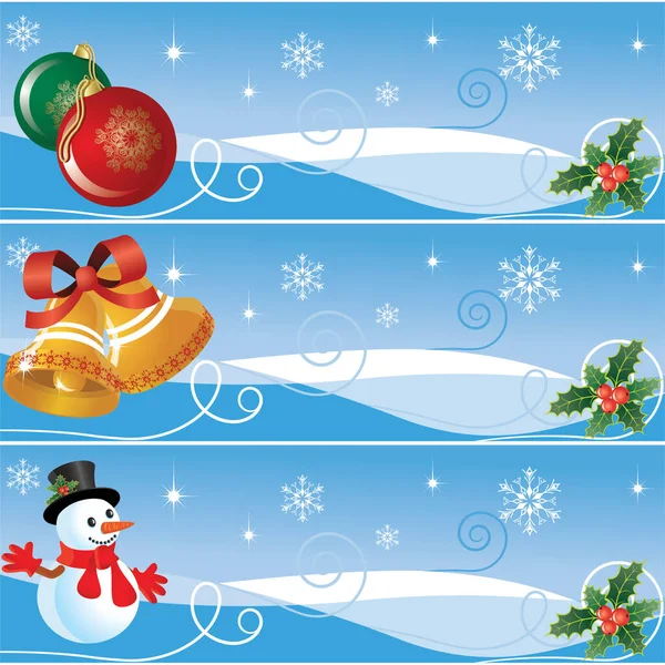 スノーマンとのクリスマス挨拶カード — ストックベクタ