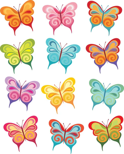 Butterflies Set Vector Illustration — Stock Vector