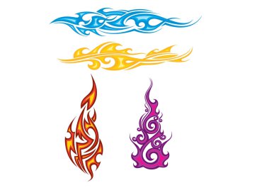 Yangın alev Icons set