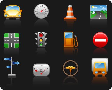 Trafik işaretleri vektör simgeleri ayarlandı