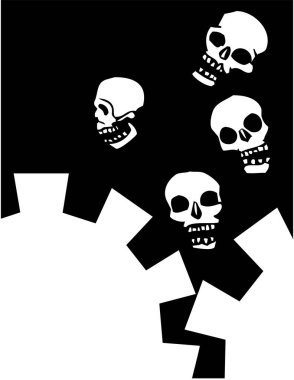 Beyaz arkaplanda vektör kafatası