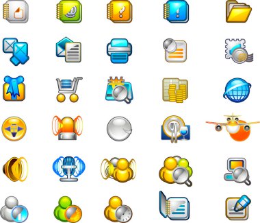 bilgisayar ve iş simgeleri dizisi