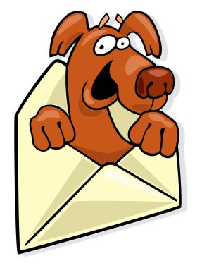 Postası olan çizgi film köpeği