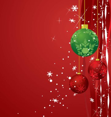 kar taneleri ile kırmızı bir arka plan üzerinde Noel ağacı