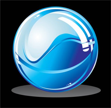 vector illustration of blue glossy sphere icon