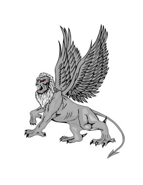 Kanatlı aslanın vektör çizimi 