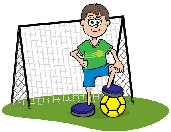 Cartoon Illustration Goalkeeper — Stock Vector