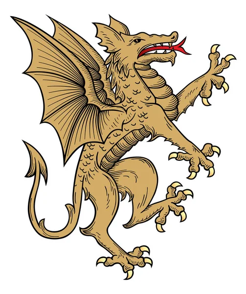Illustration Dragon Avec Drapeau Espagne Dans Vent — Image vectorielle