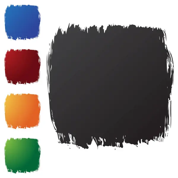 Sada Černých Akvarelových Vektorových Tahů Štětcem — Stockový vektor