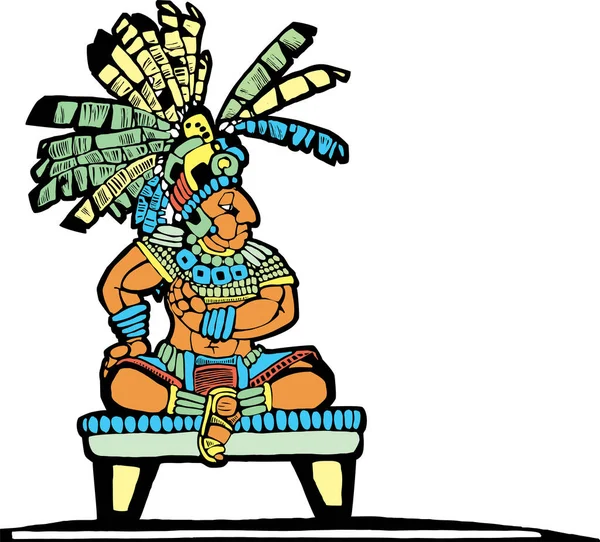 Une Illustration Dessin Animé Une Indienne Amérindienne Assise Sur Une — Image vectorielle