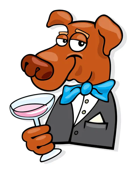 Hund Mit Glas Cartoon Vektorillustration Bild — Stockvektor
