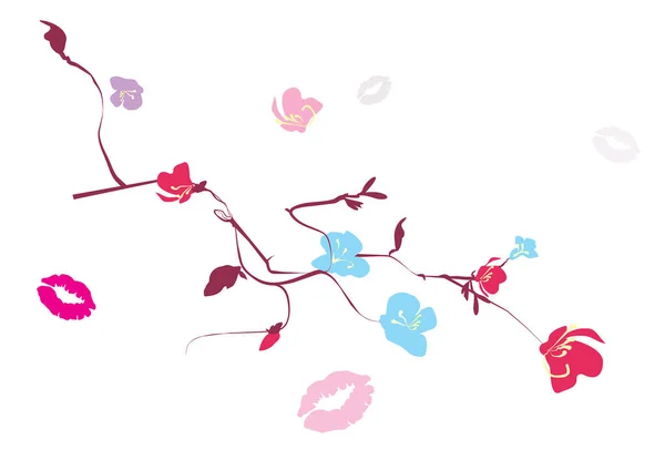カラフルな花と花のベクターの背景 — ストックベクタ